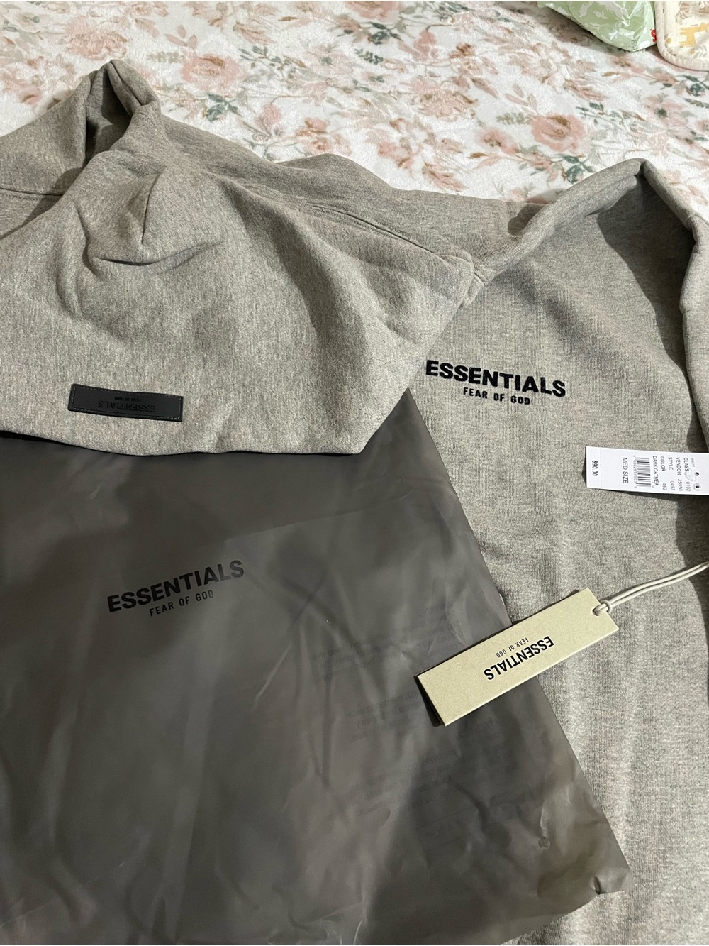 Essentials Fear of God Light Heather Grey Logo Hoodie